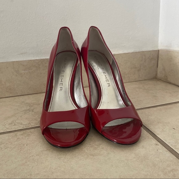 Red Open Toe Heels - Picture 5 of 6